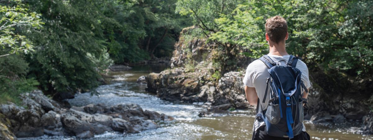 Running Stream for Drinking Water Using Water Filter Straw